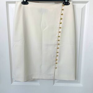 Talbots Cream A-Line Skirt with Gold Buttons